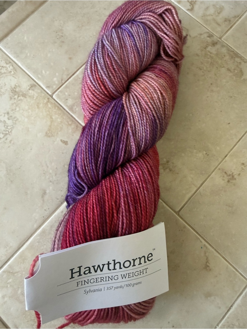 Hawthorne Fingering Weight Yarn in Pink & Purple Blend - Sylvania